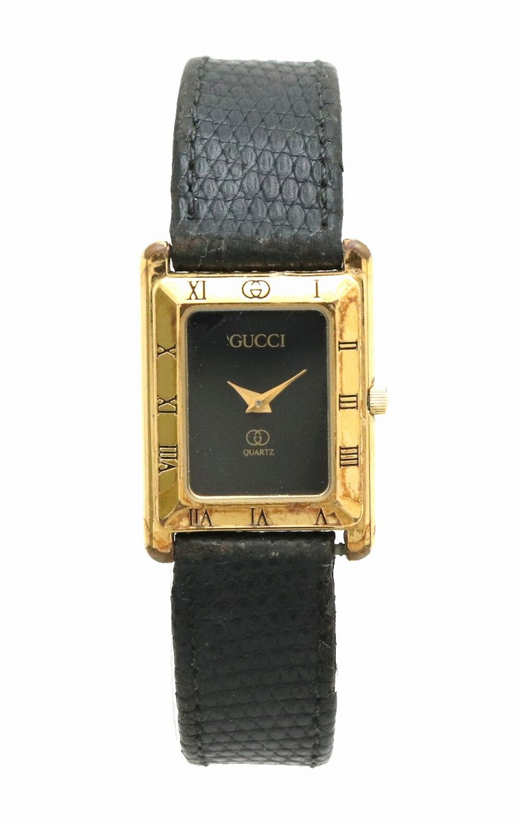 楽天市場】【ウォッチ】GUCCI グッチ ブラック文字盤 リザード革ベルト