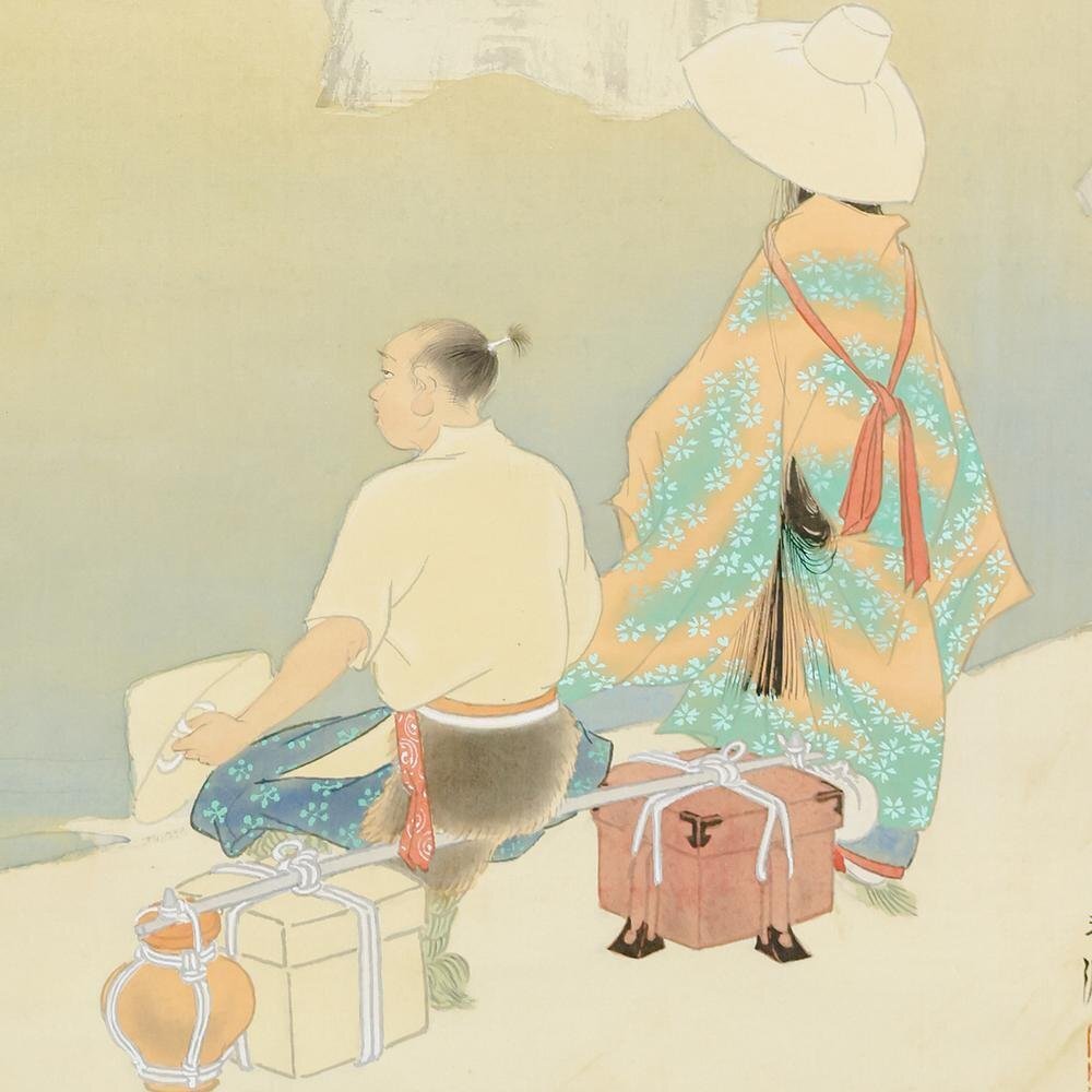 掛軸 若井道義『鍾馗図』日本画 絹本 肉筆 無地箱付 掛け軸 a092919