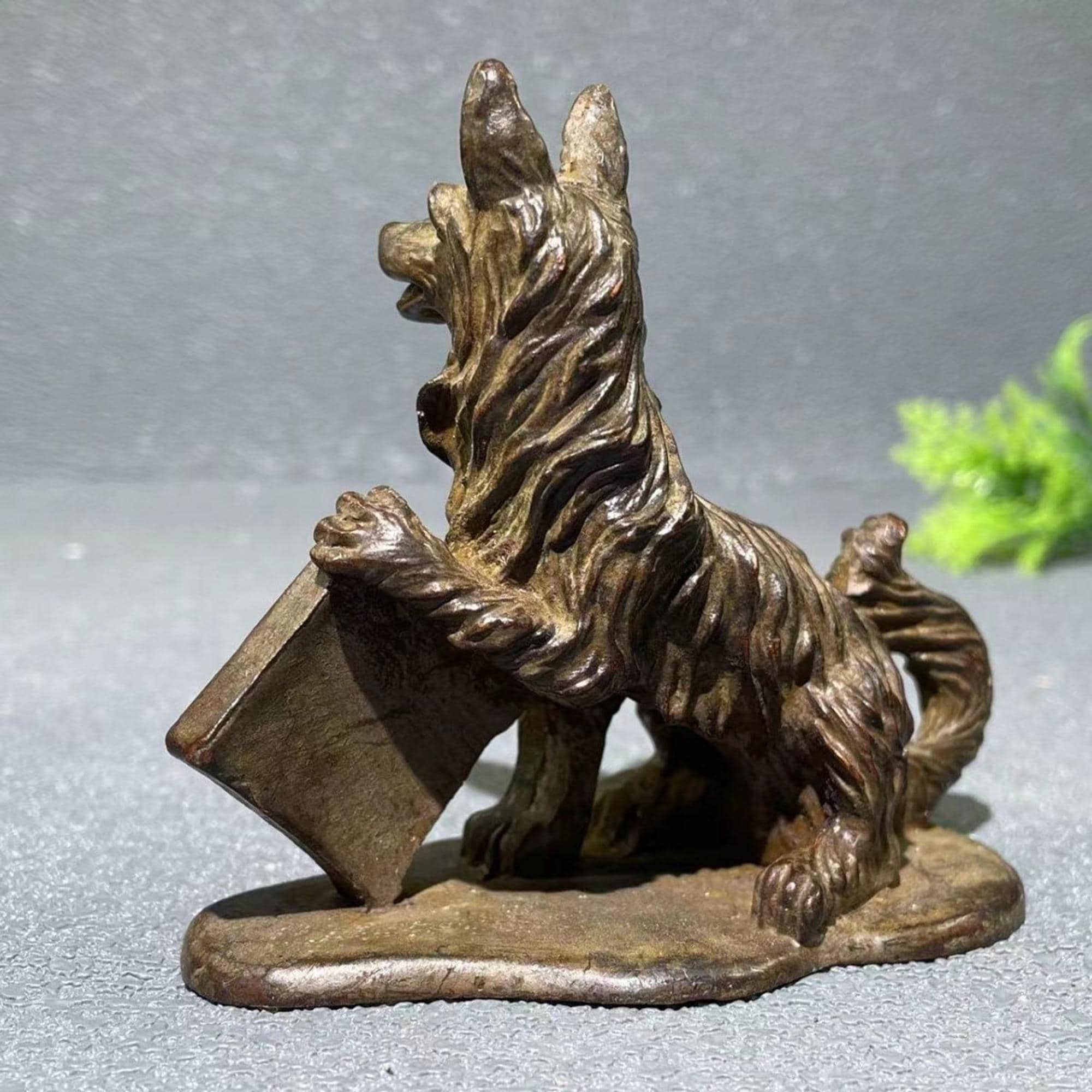 ヴィンテージブロンズ彫刻犬茶ペット像、室内装飾、風水像 - Etsy 日本